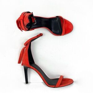 McQ Alexander McQueen Red Orange Black Ankle Strap Heels EU 38 US 8